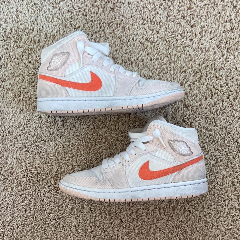 Nike White and Orange High-Top Sneakers